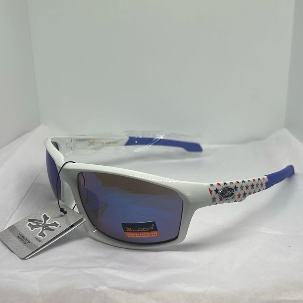 XLoop Patriotic Sunglasses – Mirrored Lens, UV Protection, Red White & Blue Star